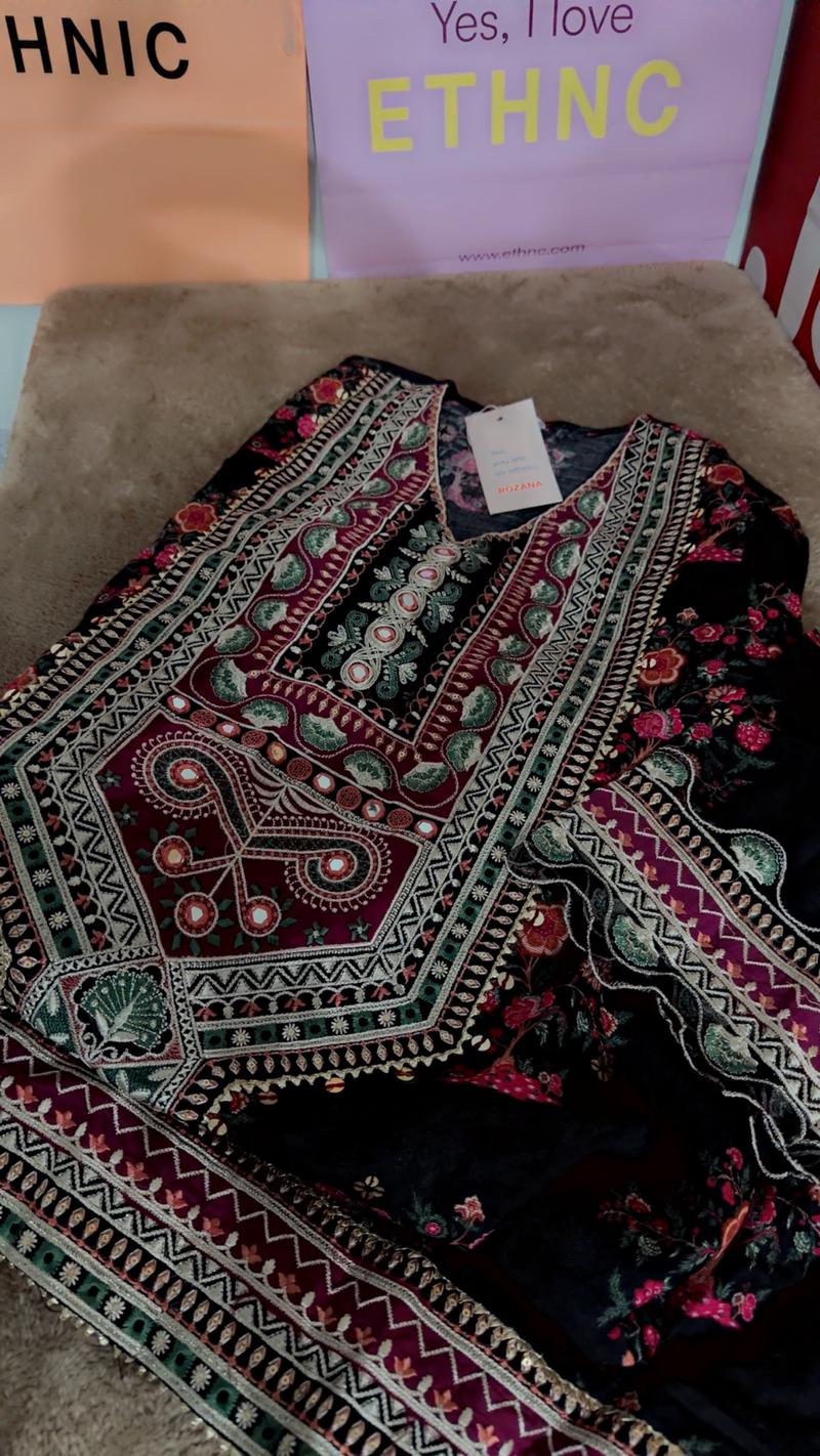 Ethnc black floral kaftan m 7650