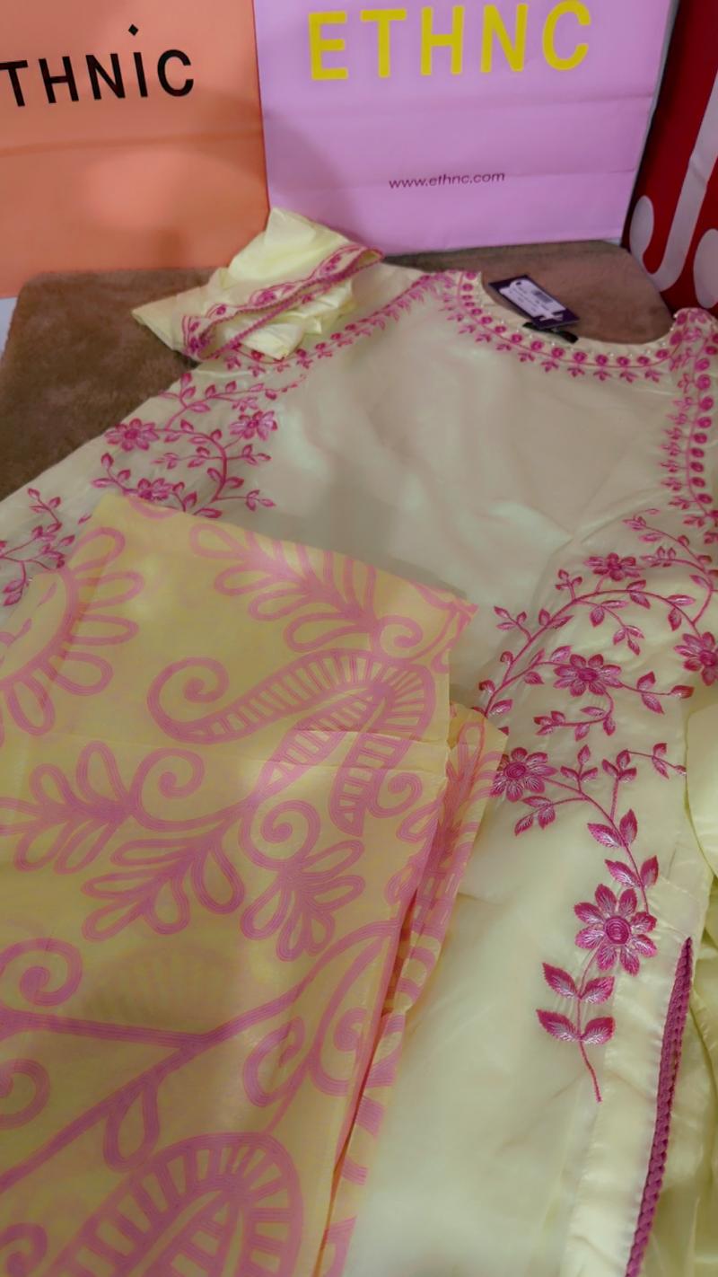 Butter yellow heavy embroidery 3pc 