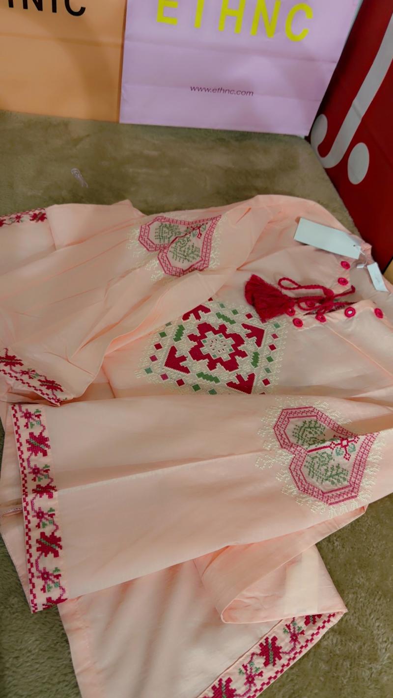 Pink heavy Emb shirt 