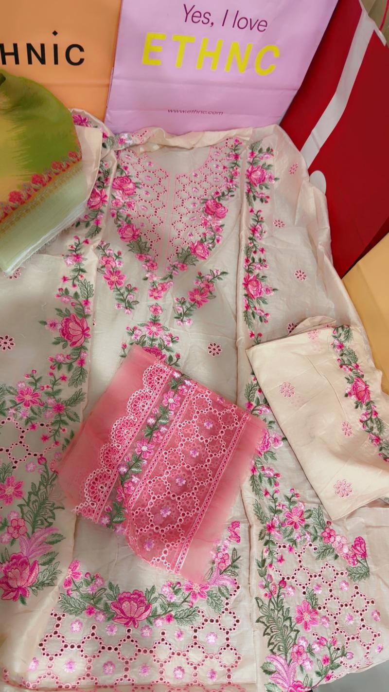 Ethnic pink luxury lawn 