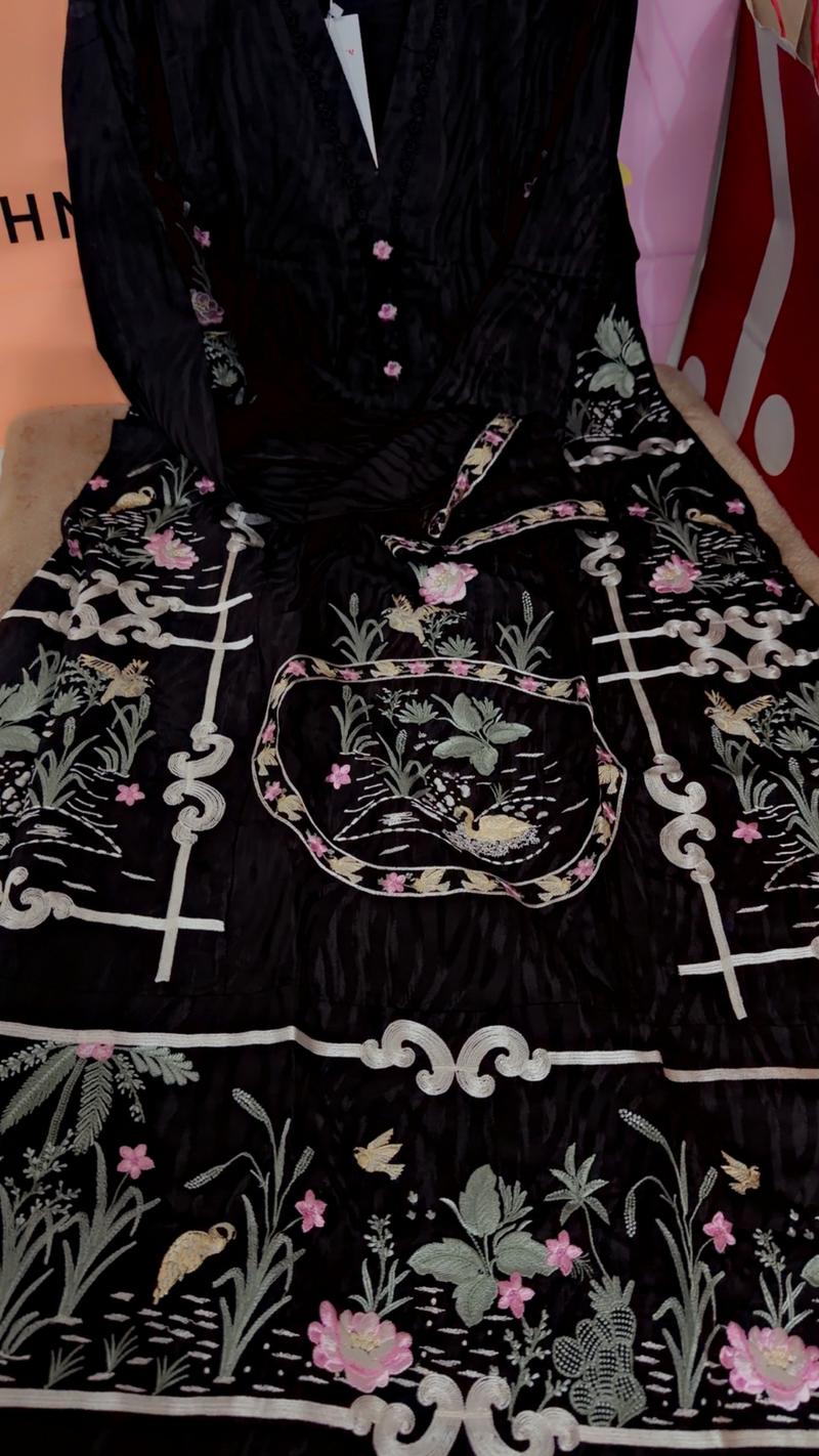 Embroidery black kaftan 6950