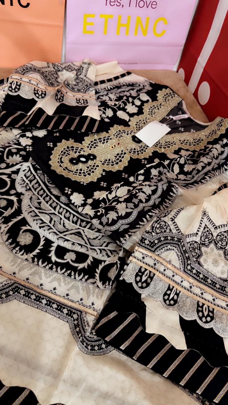 Black white 7800 kaftan shirt formal Ethnc