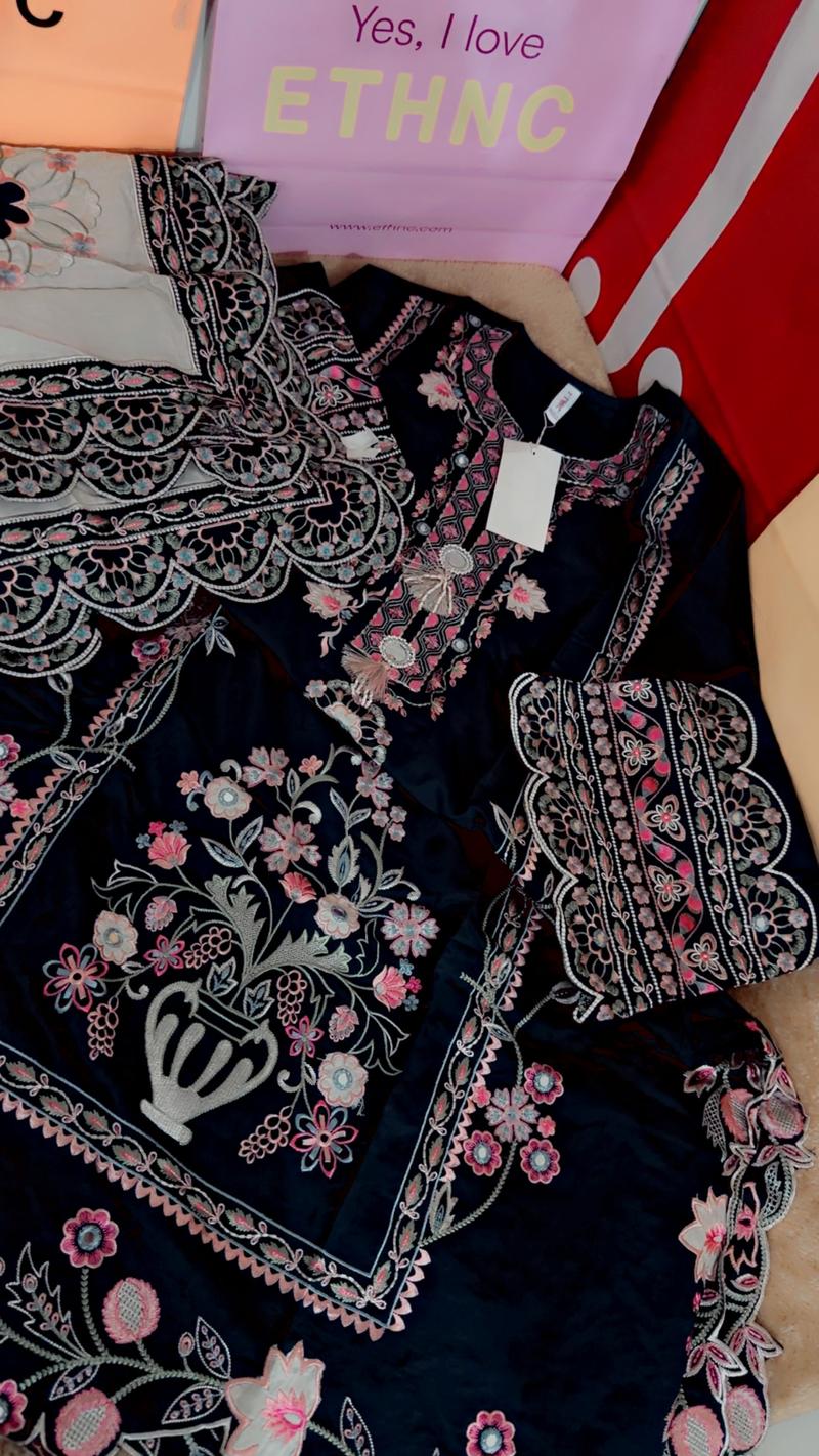 3pc navy blue ethnic 12900