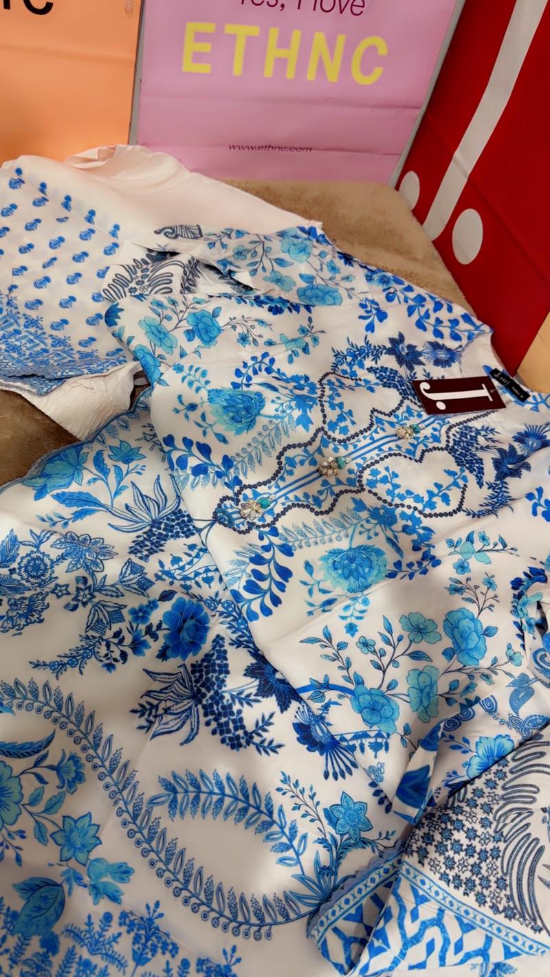 New arrival Hamd emblish blue white 6950