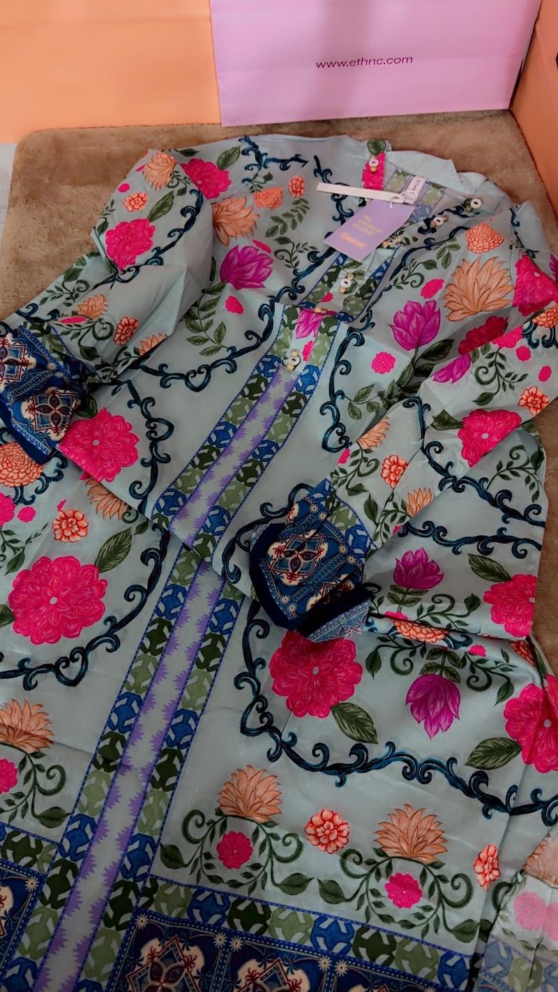 Lawn shirt long sky printed 