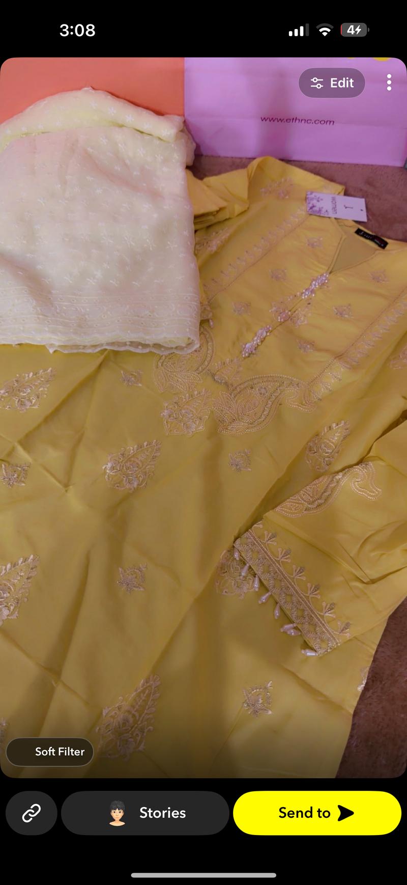 Heavy embroidery luxury lawn dresss yellow. Lemon