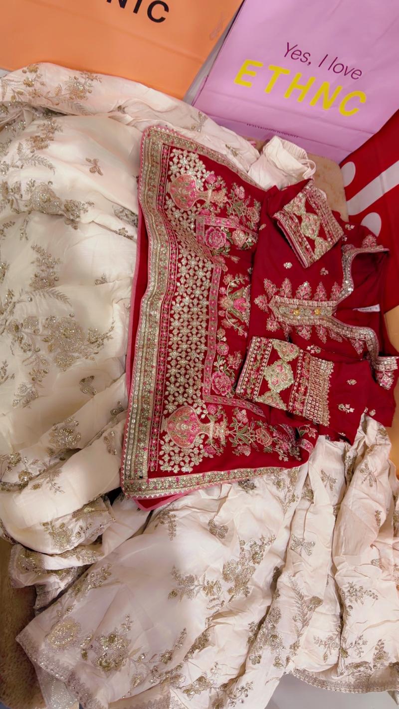 Heavy 2pc 19500 red white gharara