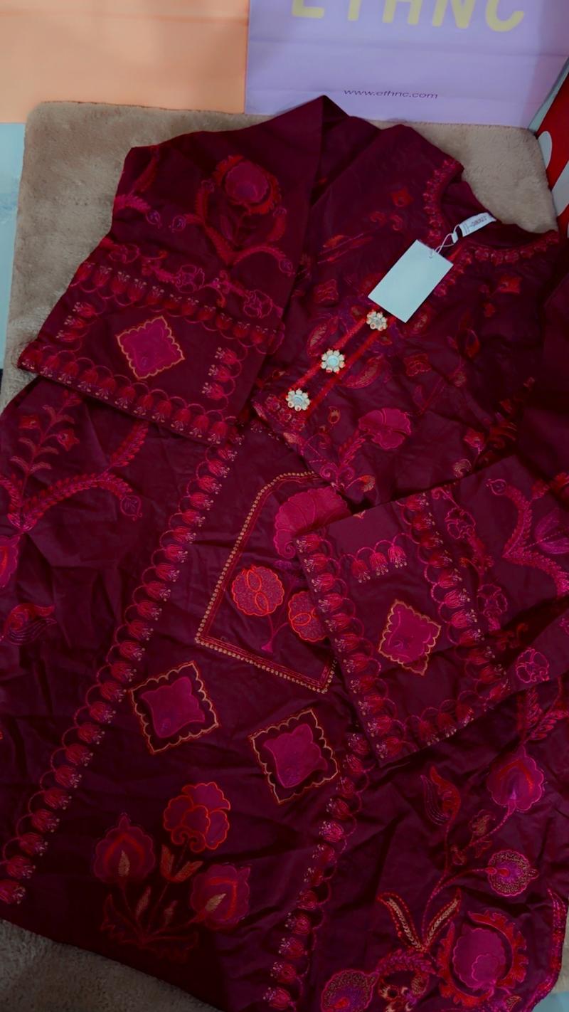 Mehroon shirt heavy embroidery 
