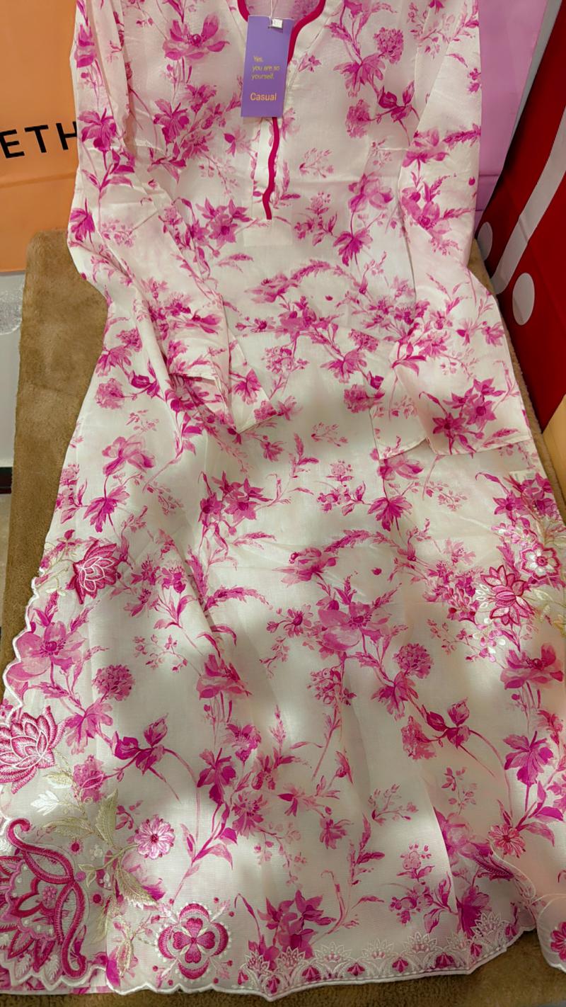 Ethnc Pink 6900 kaftan shirt embroidered
