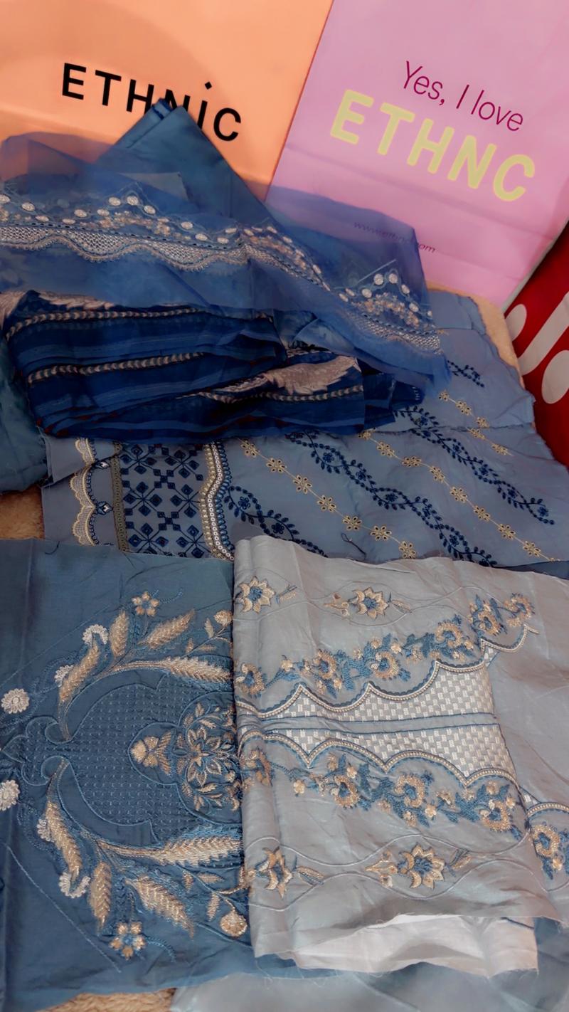 Ethnic luxury lawn ice blue 