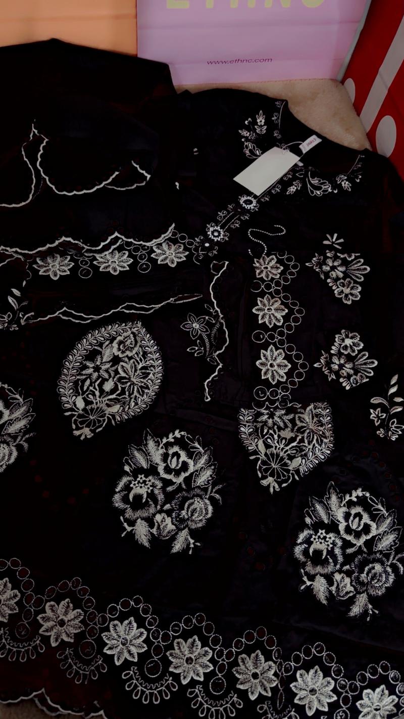 Black ethnic rozana embroidery 8750