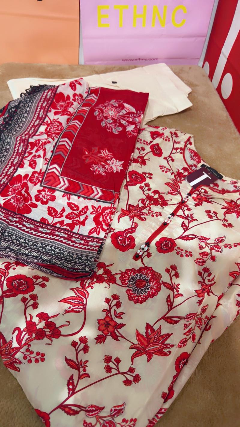 4950 3pc L red off white