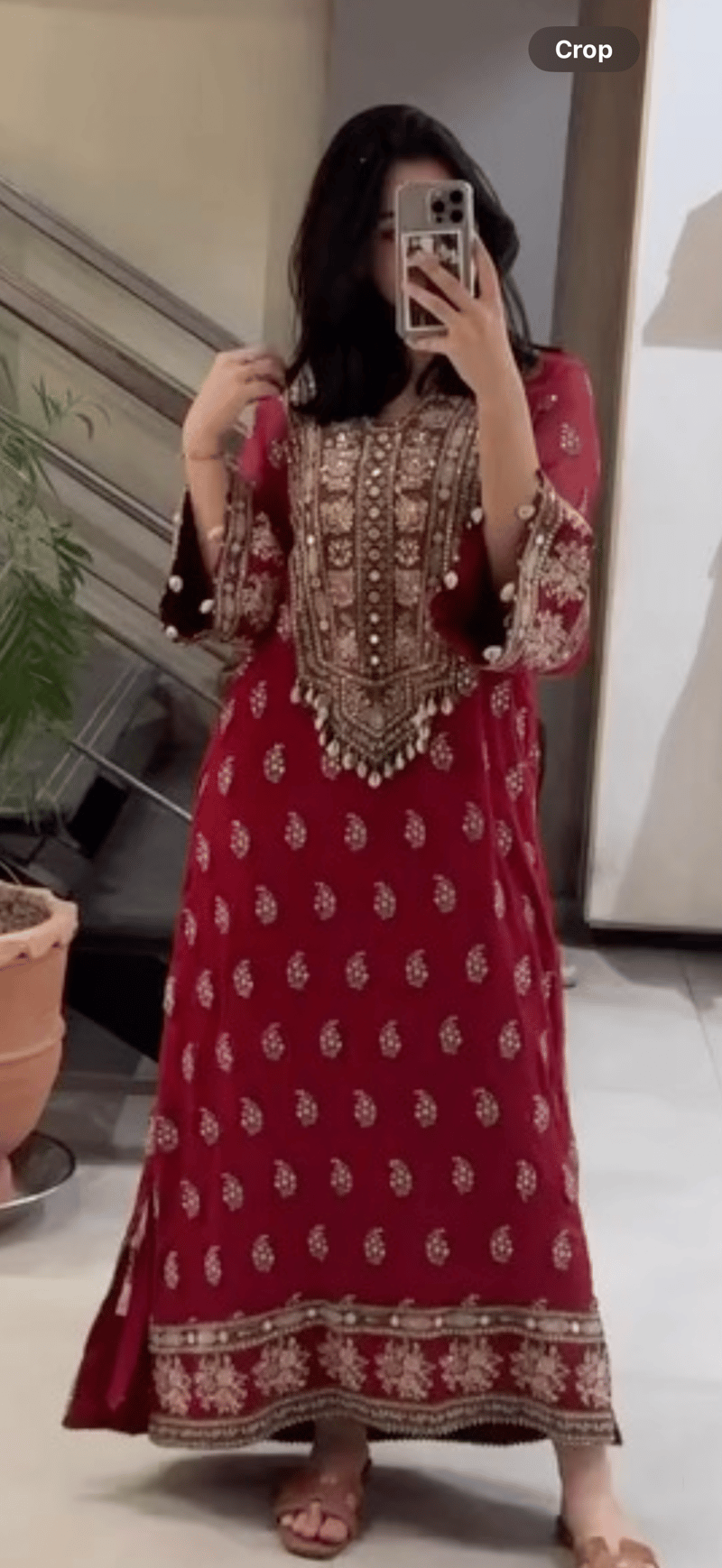 Chiffon kaftan with emblishment and inner 