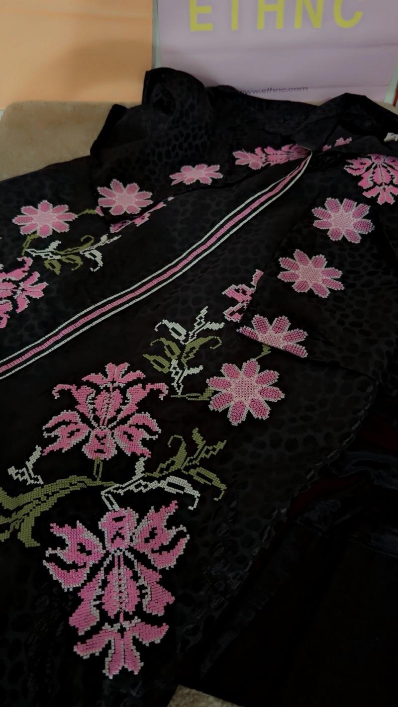 Ethnc cross stitch embroidery Black small