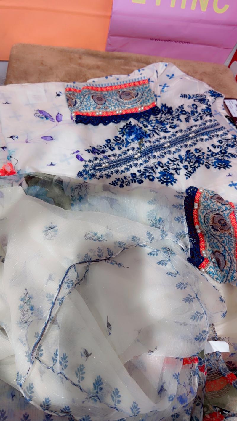 Summer lawn 3pc white blue 