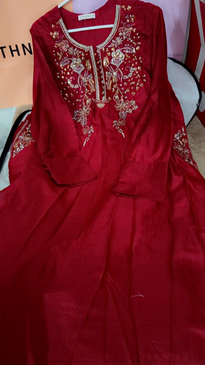 Red Mehroonlong shirt hand work 6950