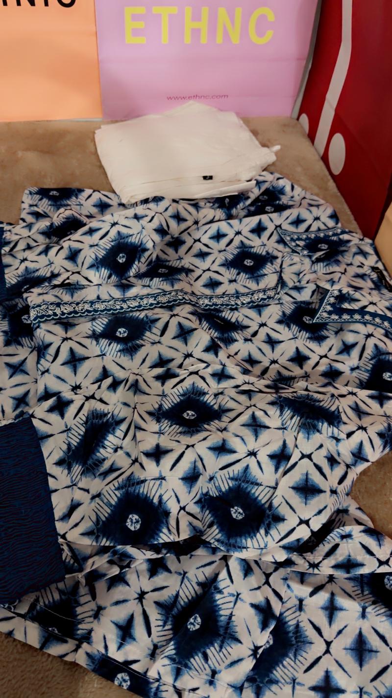 Blue skin embroidery Summer lawn 