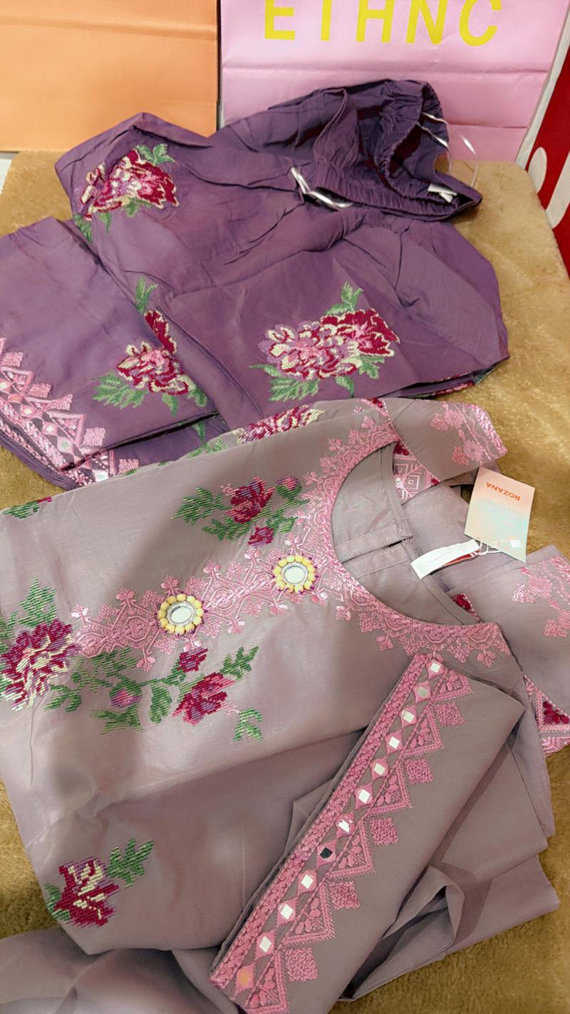 Lilac purple Emb  2pc Ethnc new arrival 