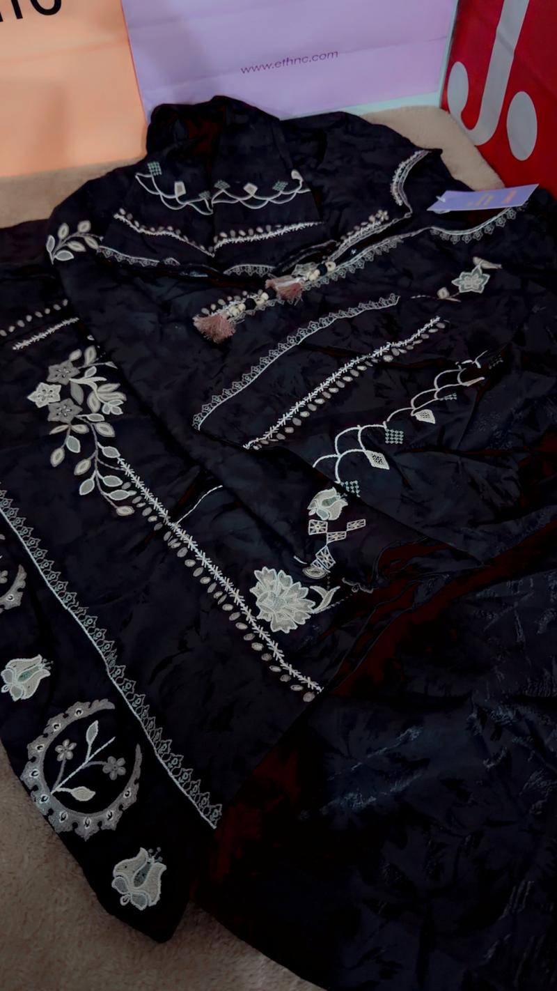 Black Emb suit ethnic 