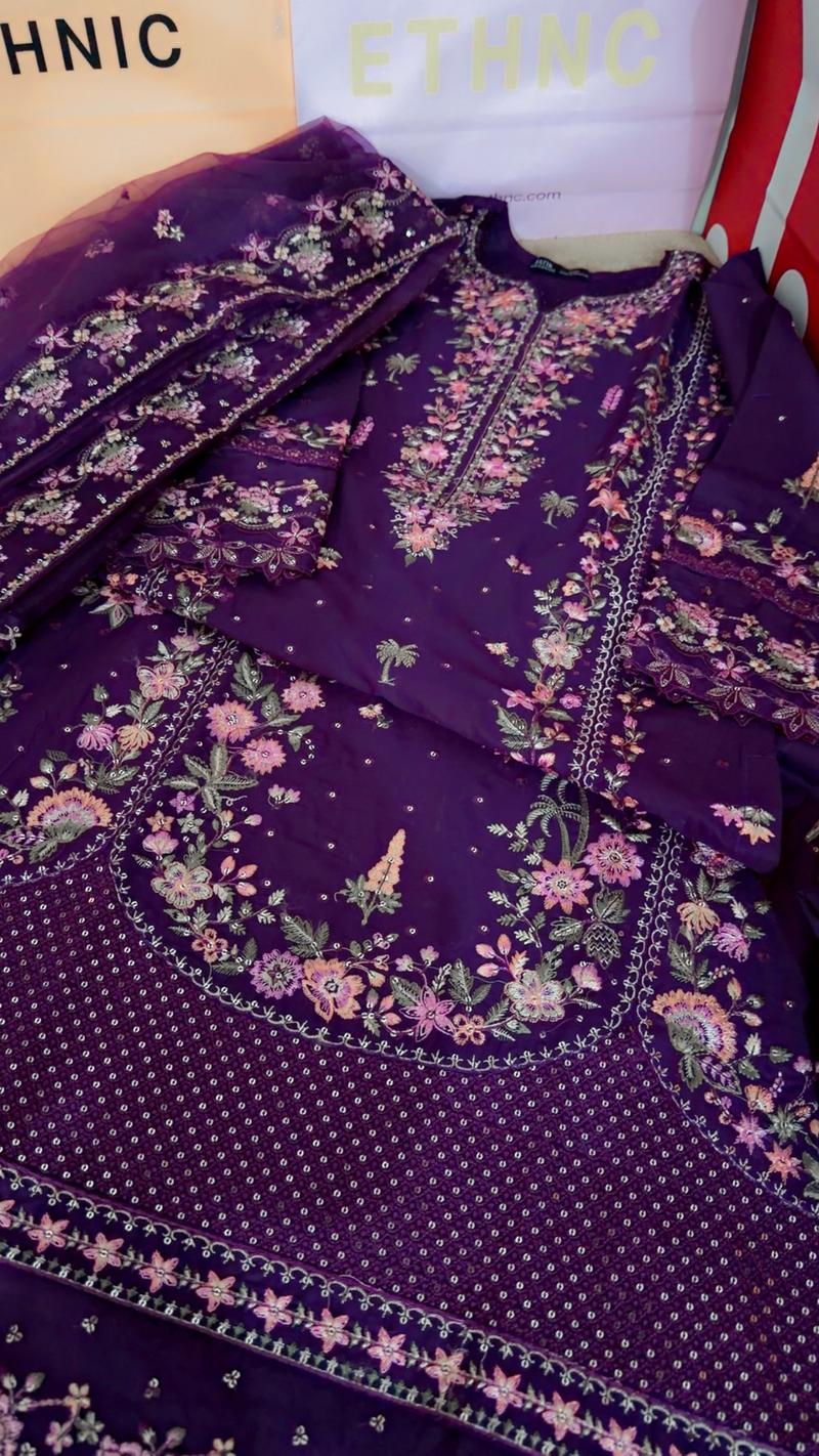 3pc luxury lawn summer purple 