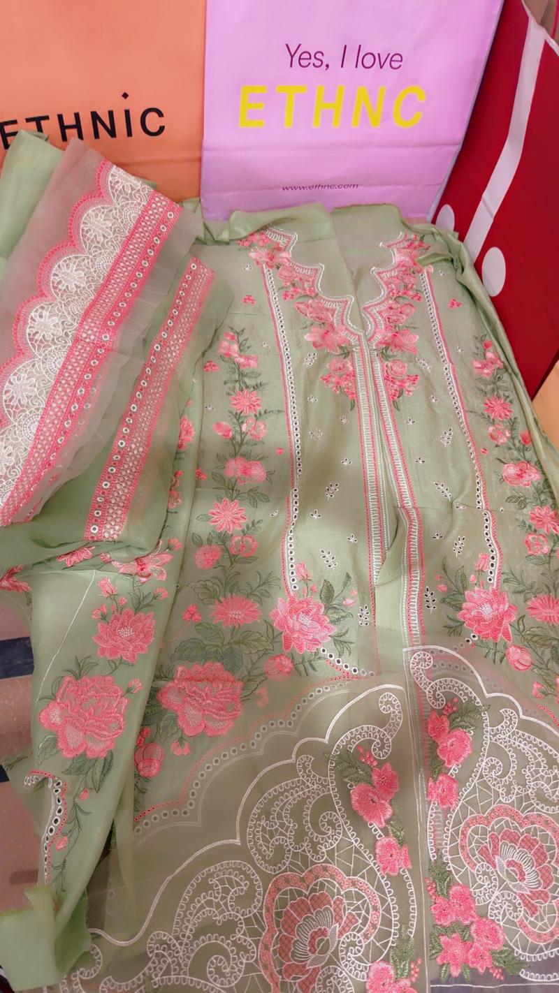 Luxury lawn ethnic fresh mint green 3pc 