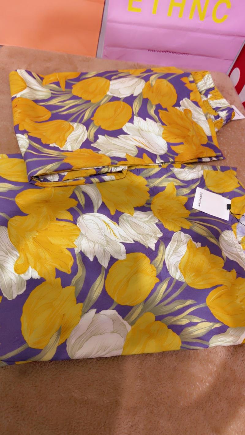 Printed 2pc yellow purple 3650