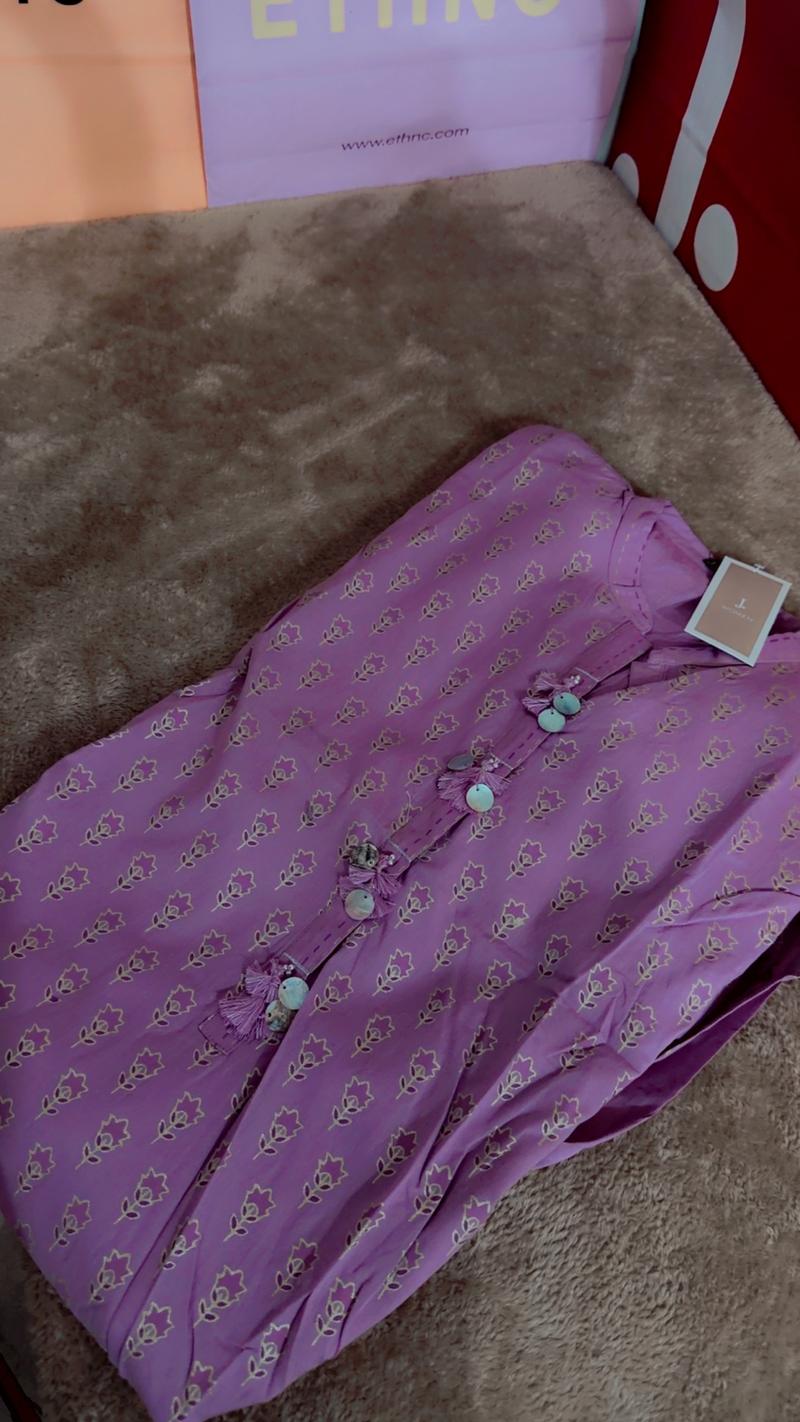 Summer long shirt pink  lawn 