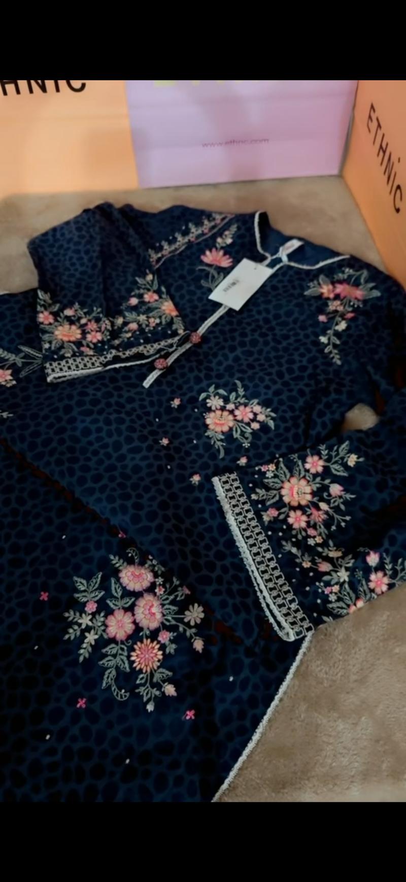 Small navy blue shirt ethnic embroidered 