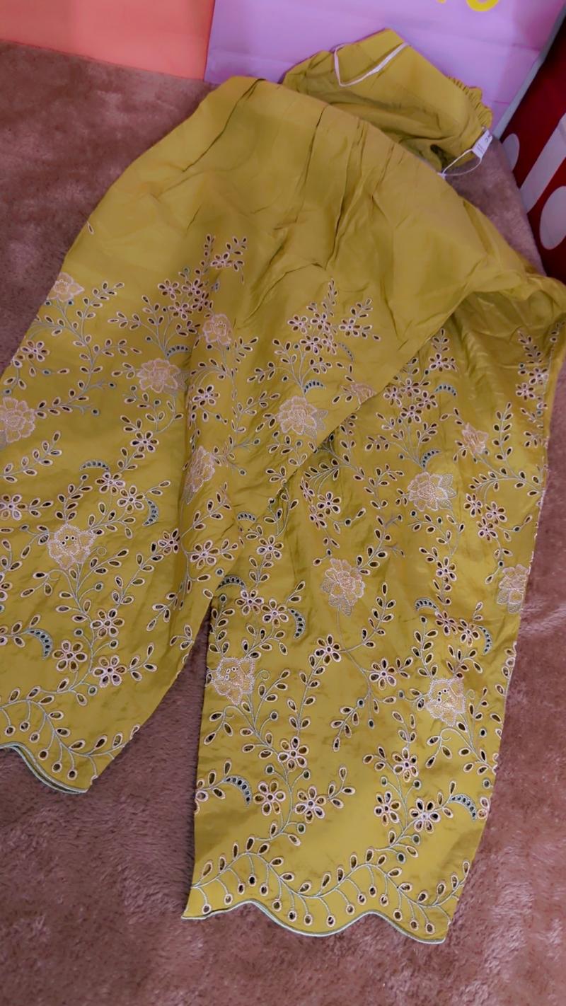 Ethnc fresh new Heaney embroidered yellow shalwar