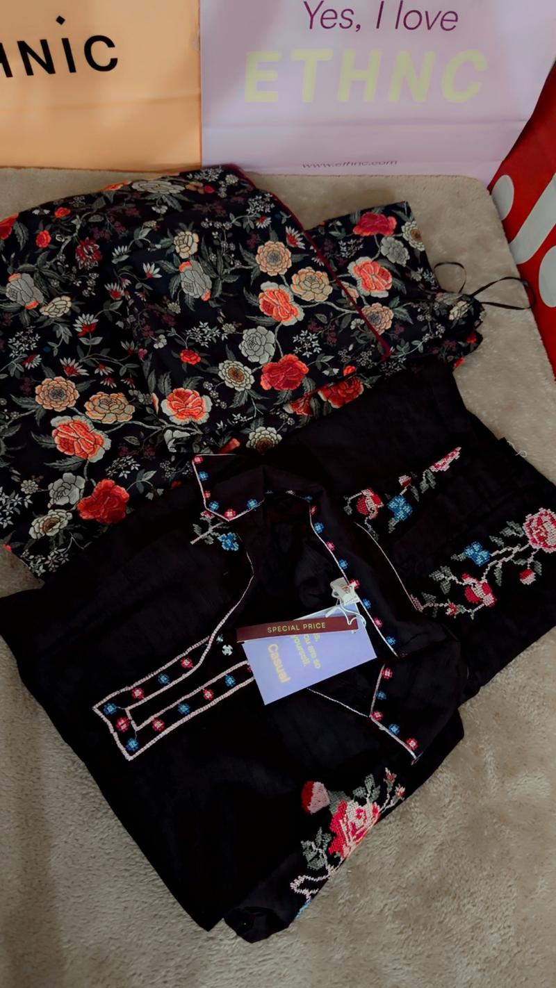 Floral shalwar black Ethnc Emb 5700 2pc 