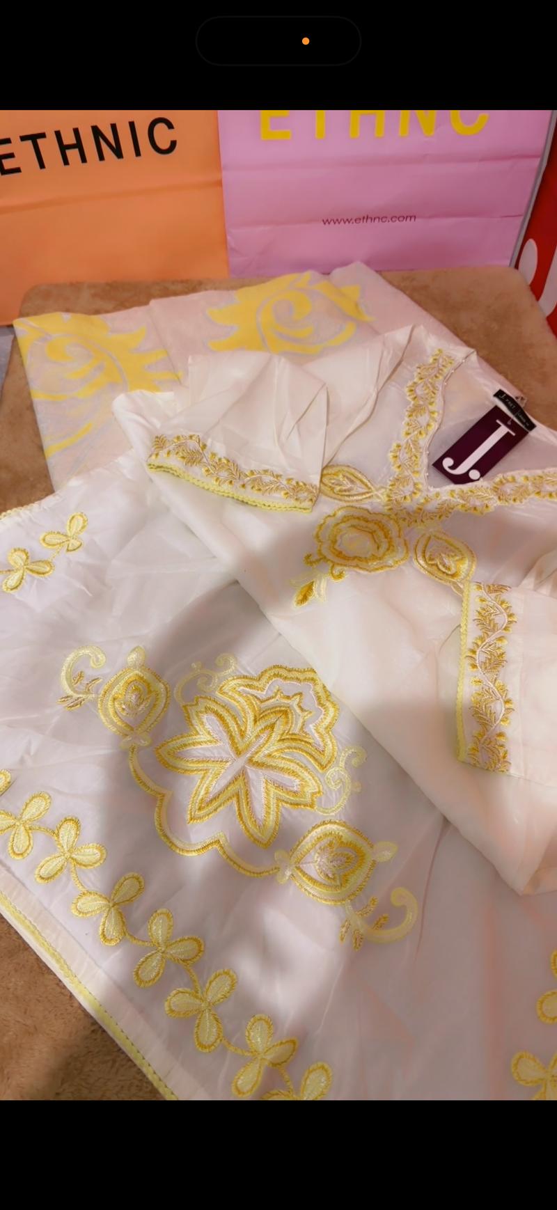 Lawn white lemon shirt dupta 