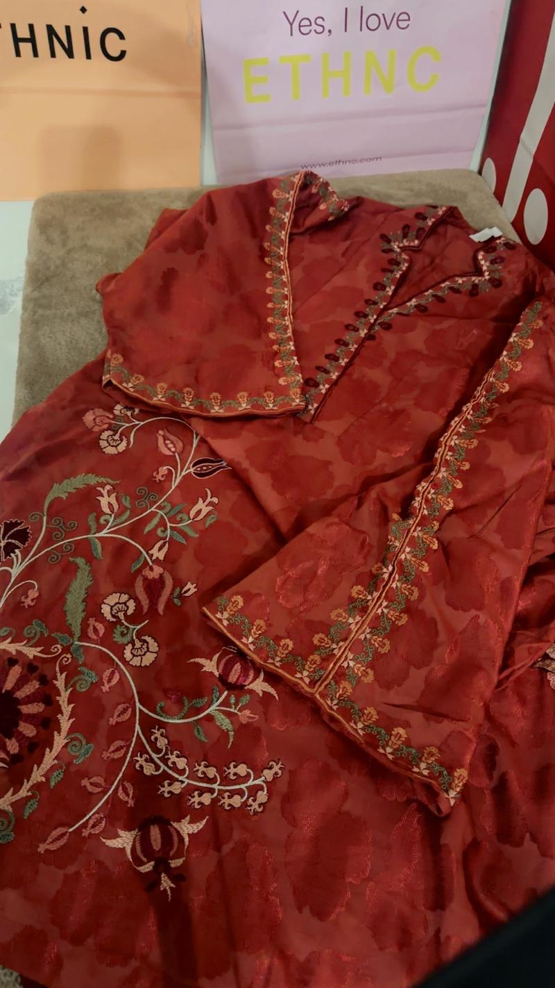 Rust orange kaftan embroidery 6500