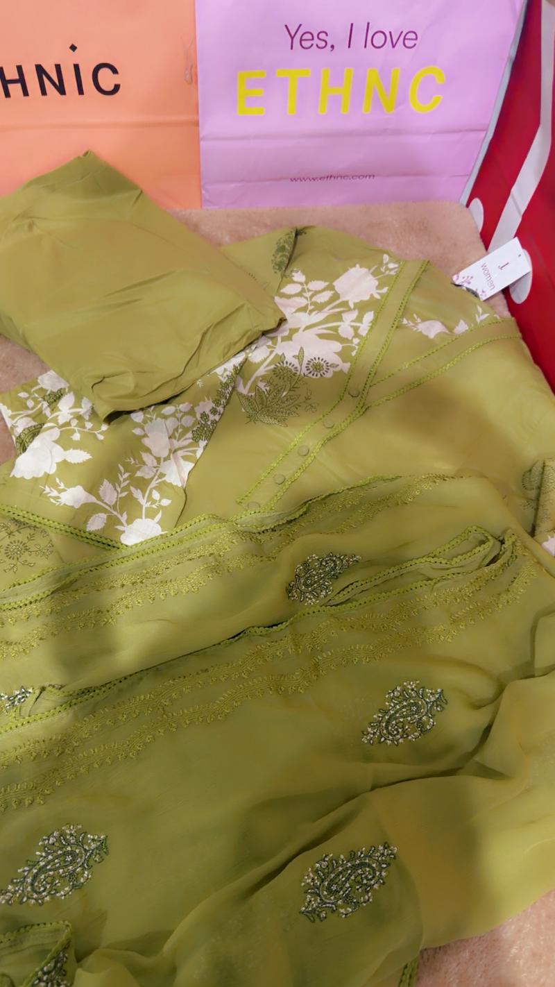 Heavy pura chiffon embroidery dupta lawn 3pc green