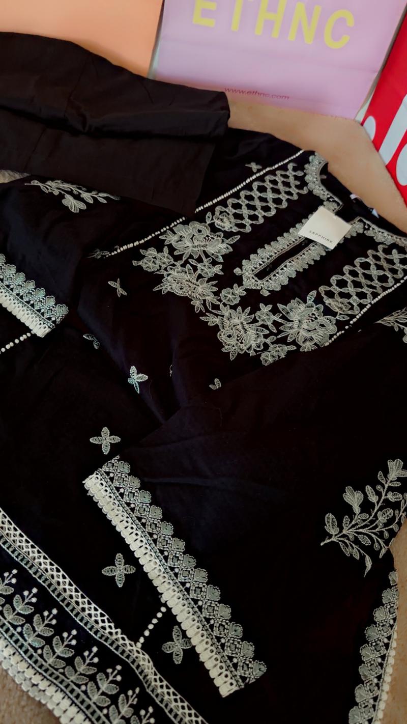 Saphire black full embroidery 2pc 5950